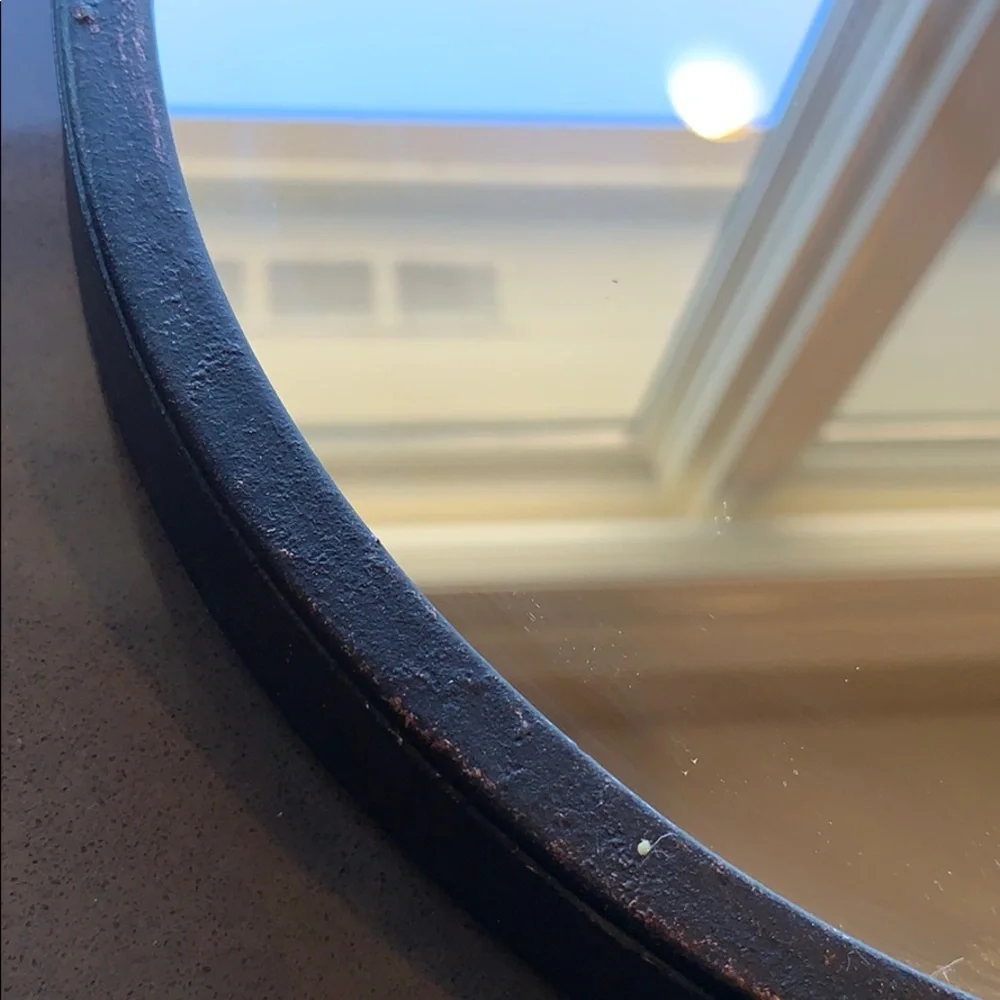 Oval Black Wall Mirror with Natural Rope Hanger